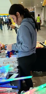cute worker in tight leggings