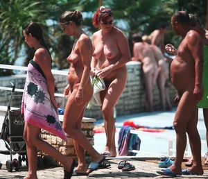 Nude beach and topless girls
