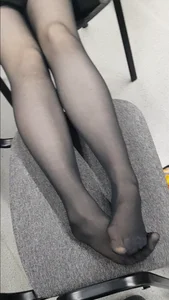 College Girl Sitting Shoeless with Her Feet on Chair in Black Pantyhose Classroom Creepshots