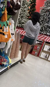 Hot white girl with green shorts in her ass