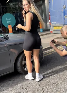 sexy blonde gym babe in super tight black shorts (OC)