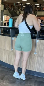 College PAWG with a great ass in biker shorts