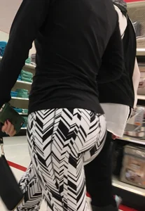 Black and white patterned leggings booty on cute girl at Target