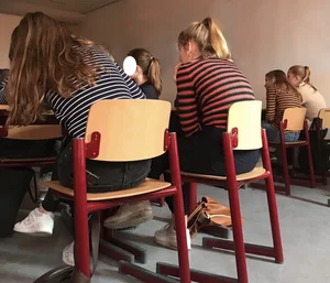 Gallery of Photos in College Classroom - Candid Girls in Jeans, Pantyhose and Skirts