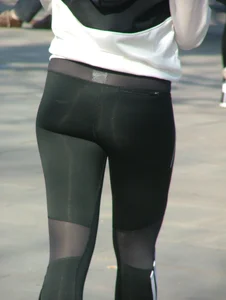 Girl with a nice booty out for a walk in tight Adidas leggings