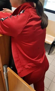 Latina teen with braces in red sweats with a nice booty and vtl