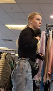 Beautiful blonde girl in jeans