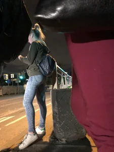 Cute Girl in Tight Jeans with Skinny Legs Street Candid