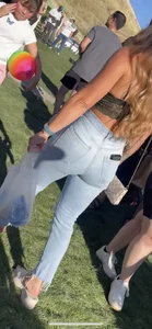 Hot college girl squeezed into those jeans