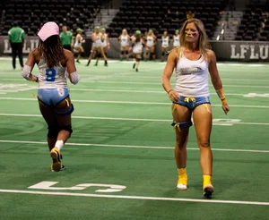 Sexy female football players with hot bodies