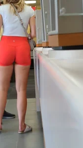 Blonde in tight shorts