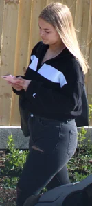 Cute Teen Squeezed Into Some Tight Grey Jeans