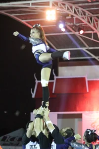 Bunch of athletic Thai cheerleaders at a competition