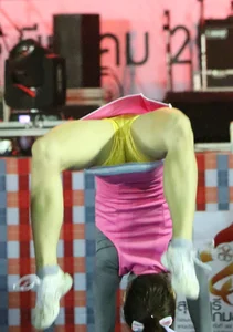 Bunch of athletic Thai cheerleaders at a competition