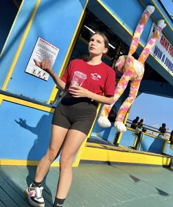 Slim college brunette working at a fair (oc)