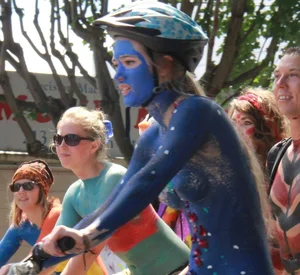 Seattle Fremont Solstice smoking hot nude painted lady with nice pussy and body