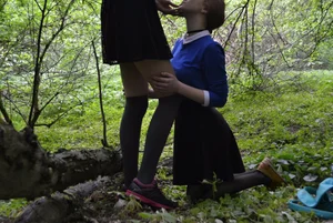 Teens Doing Strange Things in What Appears to be Forest - Sexy Knee Socks Candid