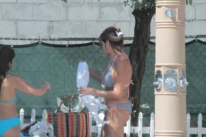 Big collection of various sexy girls on a beach in bikinis