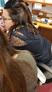 College girl in glasses showing some panty peeks