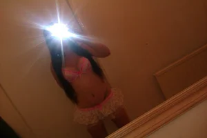 Skinny Girl in a Bra and Sexy Lacey Panties Mirror Selfie