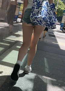 (OC) Slim Blonde in Booty Shorts Ass Hanging Out