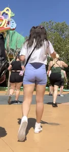 Cute little bubble butt in purple shorts