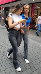 Candid Girlfriends in Tight Jeans And Pants Walking Down the Street, Great Booties