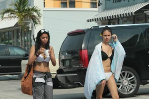 Sexy Florida beach bikini girls, some topless