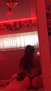 Girl in a Thong Sitting on Bed in a Froggy Pose, Hot Bedroom Mirror Selfie