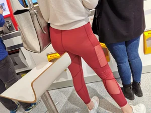 Nice ass in tight red leggings shopping