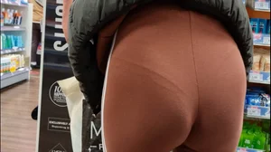 See thru leggings bend over with VPL