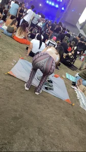 Sexy blonde with flare leggings. Fat ass