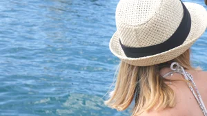 Close ups of a sexy blonde in bikini