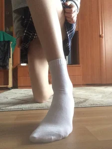Home Selfie in White Socks and Skirt