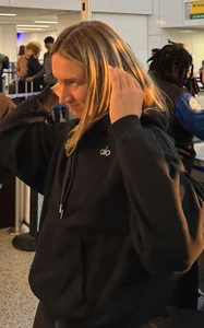 Hot Blonde in ALO at airport (with face)