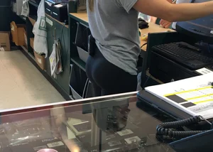 Dick's sexy employees in leggings with nice asses