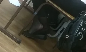 College girl dangle in flats and corrupted tights