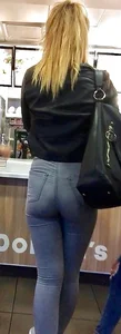 High waisted grey jeans