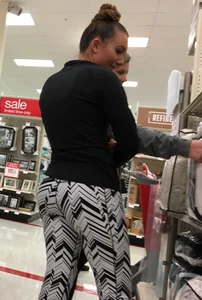 Black and white patterned leggings booty on cute girl at Target