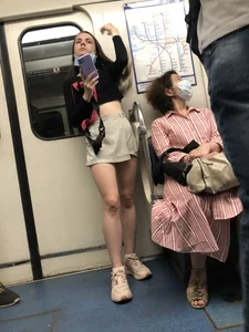 Cute Teen in Shorts, a Top and Sneakers Subway Huge Creepshots Collection
