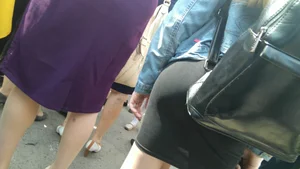 Milf in a Skirt Touching Her Booty in the Crowd Street Creepshot Collection