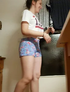 Girl in Cute Shorts With Hot Legs Home Creepshot