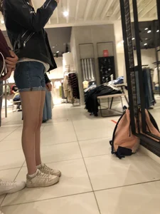 Thin Legs in Denim Shorts Store Creepshots