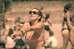 Beach volleyball babes in bikinis