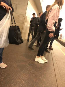 Cute Ass in Tight Black Jeans Subway Closeup Creepshot