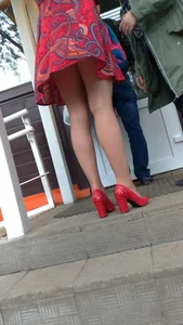 Hot Long Legs on Red High-Heeled Shoes