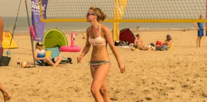 Beach volleyball babes in bikinis