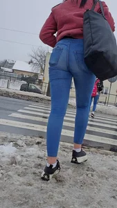 Teen crossing the street