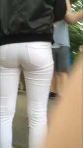 Hot girl in white cameltoe tight pants street creepshots