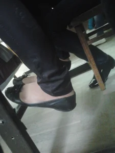 College Teen’s Feet in Flats Under Desk Closeup Creepshot